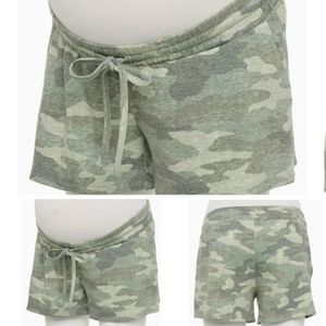 Green Camo Underbelly Maternity Lounge/Sleep Shorts Athleisure Sleep Gym Vacay